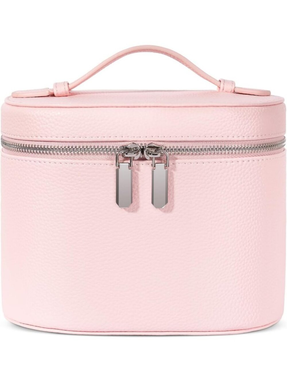 Pink Travel Makeup Bag with Compartments & Handle - Portable Cosmetic Organizer